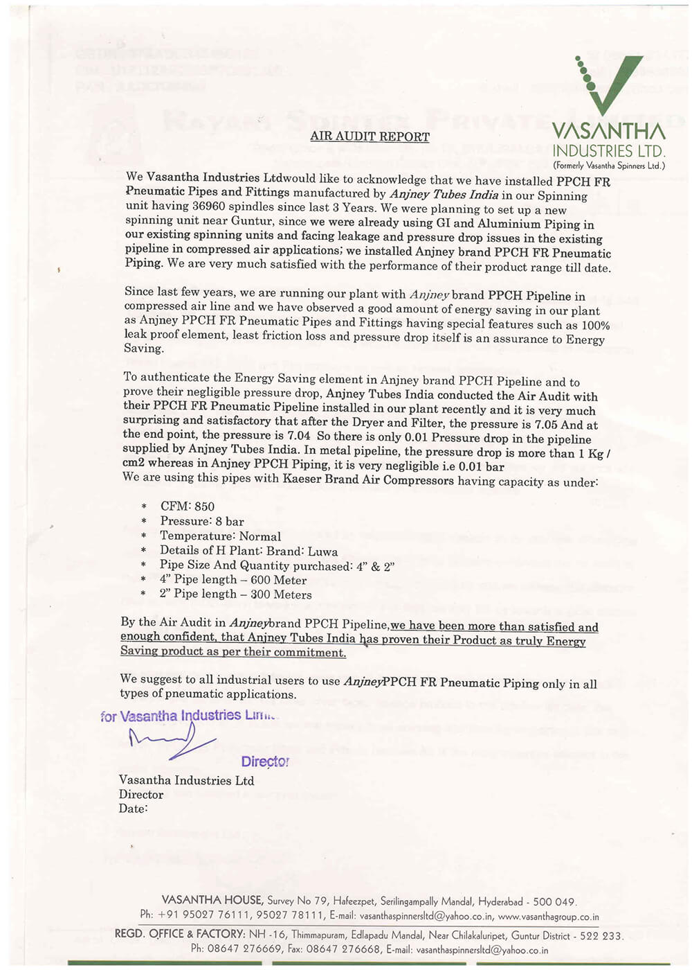 Vasantha Industries Ltd